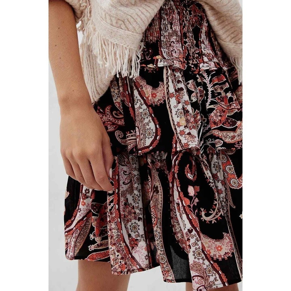 By Anthropologie Myla Tiered Mini Skirt‎ Size XXS Paisley Ruffle A-Line